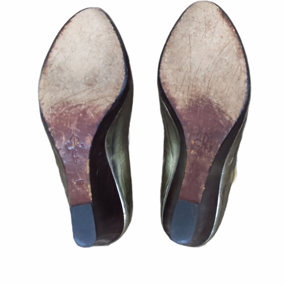 Cole Haan Gold Croc Print Wedge Mary Jane Open Toe - Picture 5 of 8